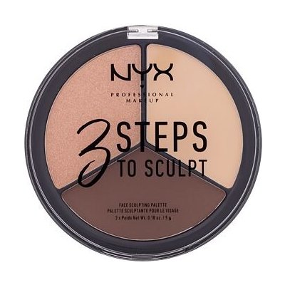 NYX Professional Makeup 3 Steps To Sculpt rozjasňující a konturovací paletka 15 g odstín 02 Light