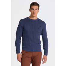 Gant sveter cotton cable c-neck modrá