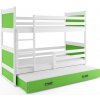 BMS GROUP Patrová postel s přistýlkou RICO 3 80x160 cm, bílá/zelená (Volba matrace: Pěnová matrace)