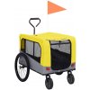 Vidaxl Vozík pre domáce zvieratá na bicykel/beh 2-v-1, žlto sivý