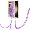 Plastový kryt Marble Lanyard na Samsung Galaxy S24 Ultra 5G - Fialová 002