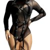 Subblime Fetish Full Body Harness with Leather Buckles Black