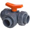 PVC trojcestný guľový ventil, typ T 63 mm lepenie