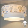 | Brilagi-LED Detský luster na lanku BOBO 1xE27/60W/230V pr.40 cm krém./modrá/medvedík | 8590828051220
