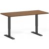 Výškovo nastaviteľný stôl, 160x80 cm, 1 motor, zaoblené rohy, čierna podnož, orech