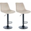 Design-Shop 2x Barová stolička Toni - zamat, čierny rám - Krémová