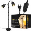 Stojacia lampa LEDTechnics čierna 2x E27 20 W nastaviteľná 170 cm