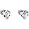 Strieborné náušnice pecka s kryštálmi Swarovski biele srdce 31139.1