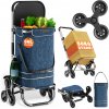 MONZANA® 3v1 nákupný vozík 56L do 50 kg skladacia odnímateľná taška 6 koliesok popruh na prenášanie schodolez nákupný vozík nákupný pomocný vozík modrý strakatý