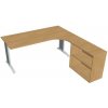 HOBIS Pracovný stôl Flex, ergo, ľavý, 180x75,5x200,0 (80x40) cm, dub/kov