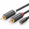 UGREEN AV102 2 x RCA - 3,5 mm jack zásuvka, 1 m, čierna