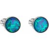Strieborné náušnice kôstky Swarovski elements 11001.3 sa zeleným syntetickým opálom