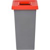 Šedý plastový odpadkový kôš FIT-BIN s červeným vekom - 75 l