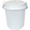 Denox Nádoba na odpad s víkem INDUSTRIAL, 50 l gastro, uzavírání, bílý, pevný plast