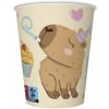 Papierové poháre s motívom kapybar – 250 ml, balenie 8 ks