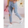Dámske rifle slim fit s kvetmi FLORENSSO Dstreet UY2467 Farba: modrá - svetlo, Veľkosť: S