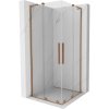 MEXEN/S - Velar L Duo sprchovací kút, posuvné dvere 80 x 80, transparent, meď kartáčovaná 871-080-080-02-03-65