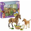 Schleich 42432 Set žriebä a Quarter kôň so šteniatkom a doplnkami