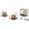 HOME ELEMENTS Súprava 6 kusov - šálky 250 ml s podšálkami a lyžičkami, Mucha