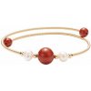 Nefertitis Jaspis červené a biele perly náramok mosadz NF48903 - obvod cca 16 až 25 cm