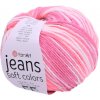 Pletacia priadza YarnArt JEANS SOFT COLORS 6206 biela ružová neonová fialová