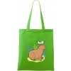 Kapybara a vtáčik - Taška bavlnená - 42 x 38 cm ( Apple Green )