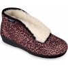 005-LA77L Uzatvorené papuče s leopardím vzorom z ovčej vlny