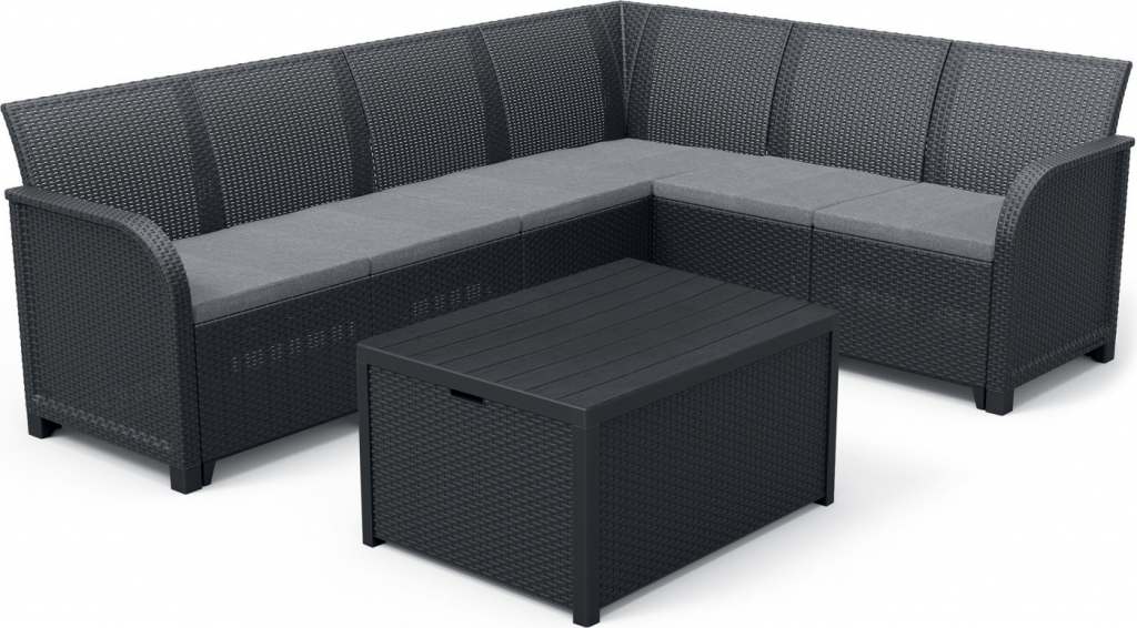 KETER ROSALIE 6 SEATER CORNER WITH ARICA TABLE antracit/sivá (249578) - set záhradného nábytku