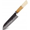 IZMAEL Damaškový kuchynský nôž Airi Santoku/Biela 16.5 cm