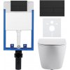 CERANO - Kompletný podomietkový WC set Lite/Cesso - biela matná - WC tlačidlo Line, čierna matná - na zamurovanie - 49x36 cm