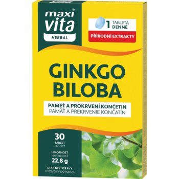 MaxiVita Premium Ginkgo biloba pre pamäť a prekrvenie končatín 30 tabliet