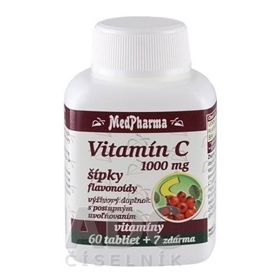 MedPharma VITAMÍN C 1000 mg so šípkami tbl (s postupným uvoľňovaním) (60+7 zadarmo) 1x67 ks