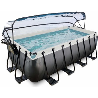 Exit Toys Black Leather pool Bazén s krytom pieskovou filtráciou a tepelným čerpadlom 400x200x122 cm