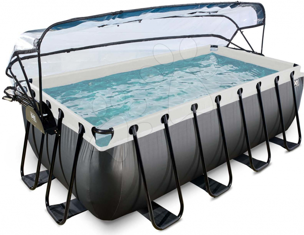 Exit Toys Black Leather pool Bazén s krytom pieskovou filtráciou a tepelným čerpadlom 400x200x122 cm