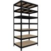 Policový regál Biedrax 45 x 120 x 210 cm, čierny, 7 políc MDF, nosnosť 200 kg na policu