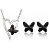 Austrian Crystal SW set motýľ srdce čierny