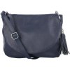 TALIANSKE Veľká modrá kožená športová crossbody kabelka Vera Pelle Talianska Angela