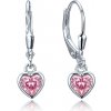 MINET JMAS0328PE00 - Decentné strieborné náušnice srdiečka s ružovým zirkónom