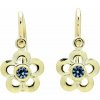 Detské zlaté náušnice kvetinky s modrým kamienkom 162-21 (585/1000) 0,73g