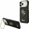 Guess PU Grained 4G Logo Stand Camera Frame Zadný Kryt pre iPhone 17 Pro Max Black