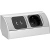 Nábytkové zásuvky rohové s USB, ORNO OR-AE-1310(GS) 2x230V Schuko