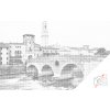Vymalujsisam.sk Bodkovanie - Kamenný most - Ponte Pietra, Verona Farba: Modrá, Veľkosť: 40x60cm, Rám: Bez rámu, iba zrolované plátno