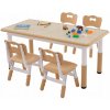 Detská Súprava Nábytku so 4 Detskými Stoličkami a Nastaviteľnou Výškou