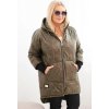 Kesi Dámska zimná bunda Plus Size prešívaná s kapucňou khaki Farba: Hnedá, Veľkosť: UNI