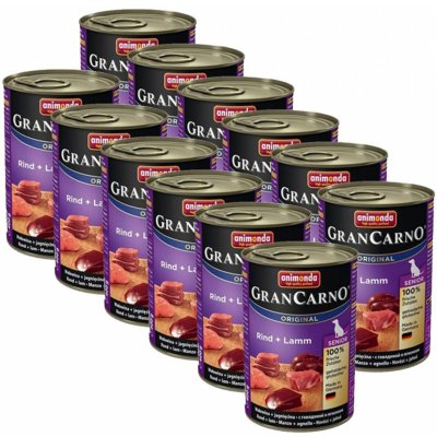 GranCarno Original Senior hovädzie mäso a jahňa 12 x 400 g