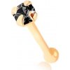 Šperky eshop - Piercing do nosa zo žltého 9K zlata, okrúhly zirkónik čiernej farby S1GG97.32