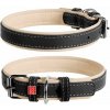 Kožený obojok WAU DOG Soft 38-49 cm, 25 mm čierno-béžový