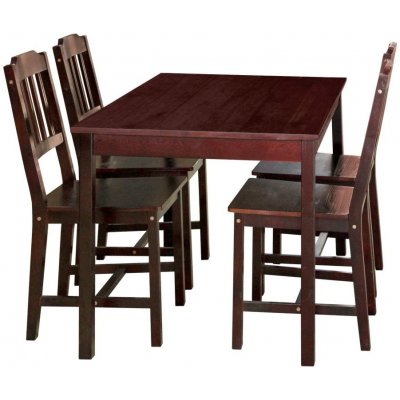 IDEA nábytok Stôl + 4 stoličky 8849 tmavohnedý lak