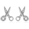 For Silver Puzetové náušnice Nožnice so zirkónmi - Striebro 925
