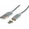 PremiumCord Magnetický micro USB 2.0, A-B nabíjecí a datový kabel 1m, stříbrný ku2m1fgs